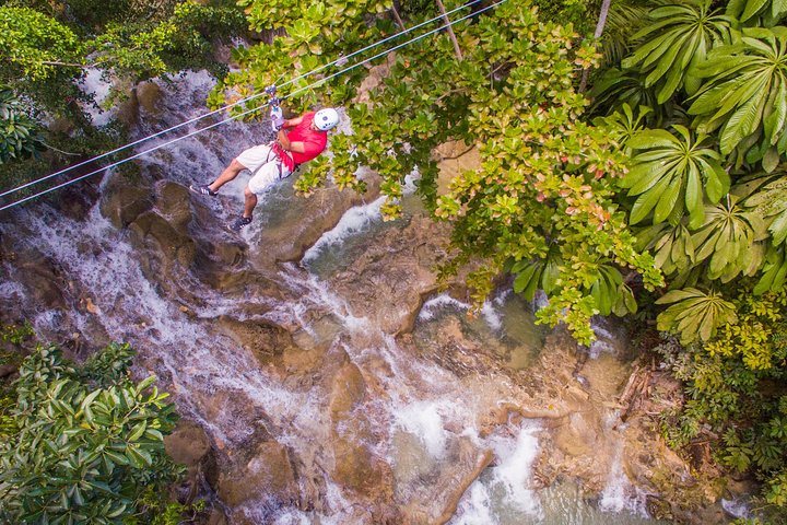 Dunn's River Falls Climb plus Ziplines, ATV, Horse Ride & Swim from Ocho Rios